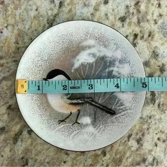 Norman Brumm Enamel On Copper Chickadee Bird Small Plate 4.75” Signed Vintage - Picture 4 of 4
